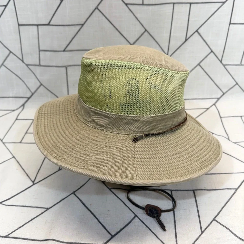 Kid's Dorfman Pacific Co Safari Hat Large Khaki Mesh Crown Adjustable Chin Cord
